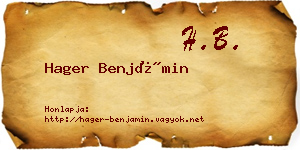 Hager Benjámin névjegykártya